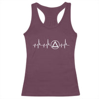 Sober Recover Sobriety Heartbeat EKG Pulse Recovery Racerback Tank Top