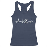 Sober Recover Sobriety Heartbeat EKG Pulse Recovery Racerback Tank Top