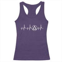 Sober Recover Sobriety Heartbeat EKG Pulse Recovery Racerback Tank Top