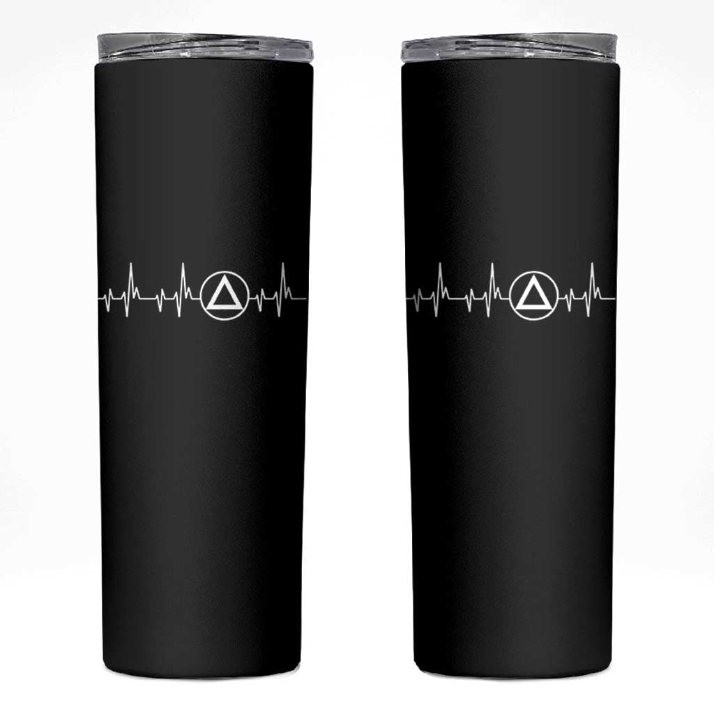 Sober Recover Sobriety Heartbeat EKG Pulse Recovery Skinny Tumbler