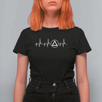Sober Recover Sobriety Heartbeat EKG Pulse Recovery T Shirt For Women