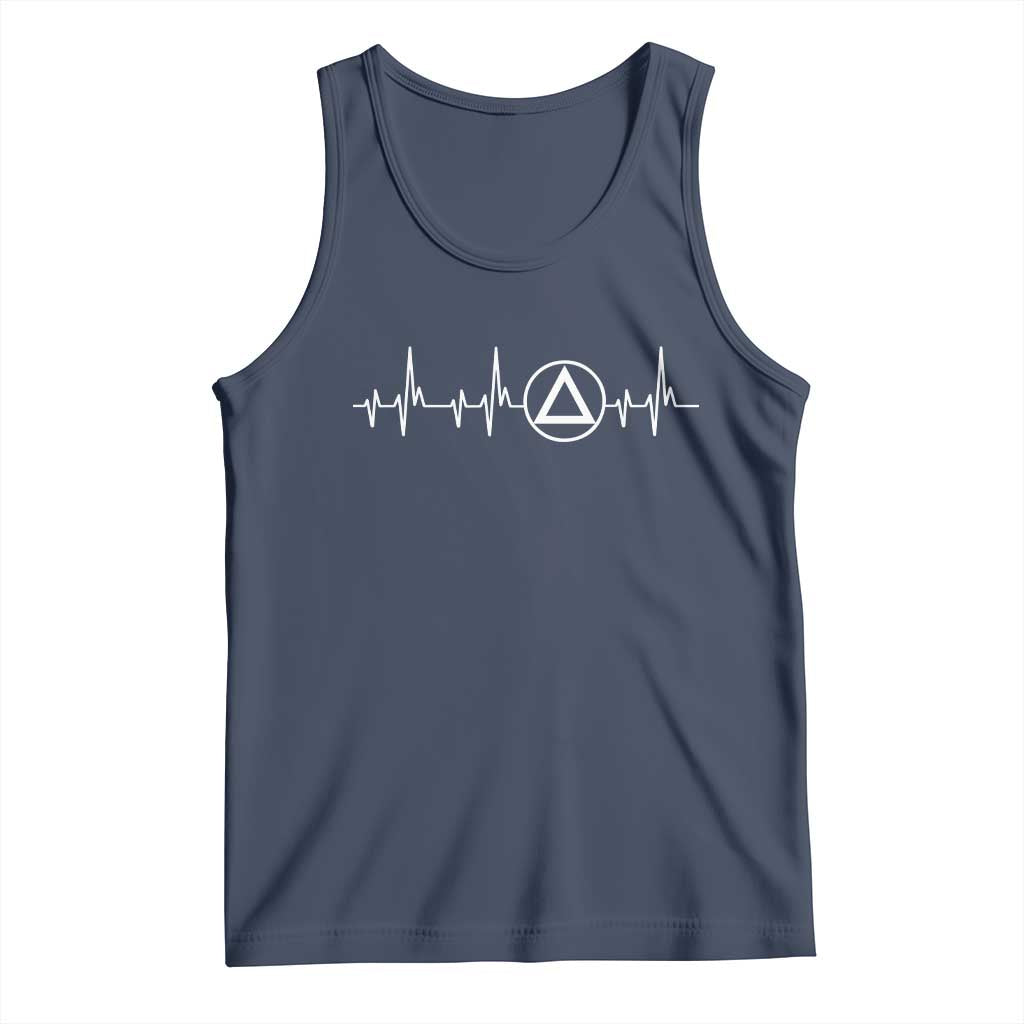 Sober Recover Sobriety Heartbeat EKG Pulse Recovery Tank Top
