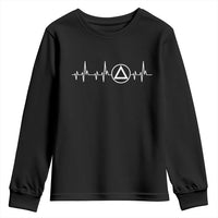 Sober Recover Sobriety Heartbeat EKG Pulse Recovery Youth Sweatshirt