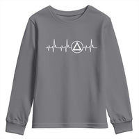 Sober Recover Sobriety Heartbeat EKG Pulse Recovery Youth Sweatshirt