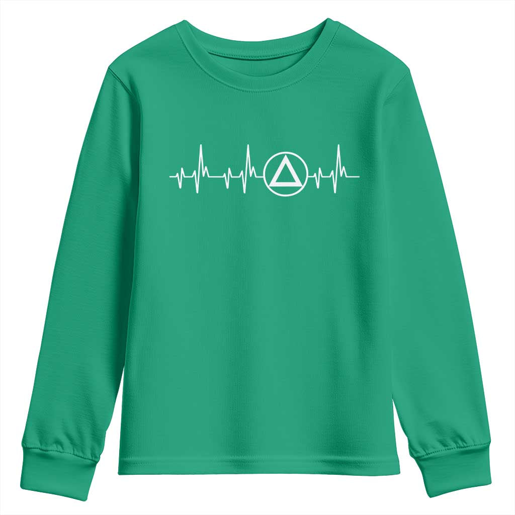 Sober Recover Sobriety Heartbeat EKG Pulse Recovery Youth Sweatshirt