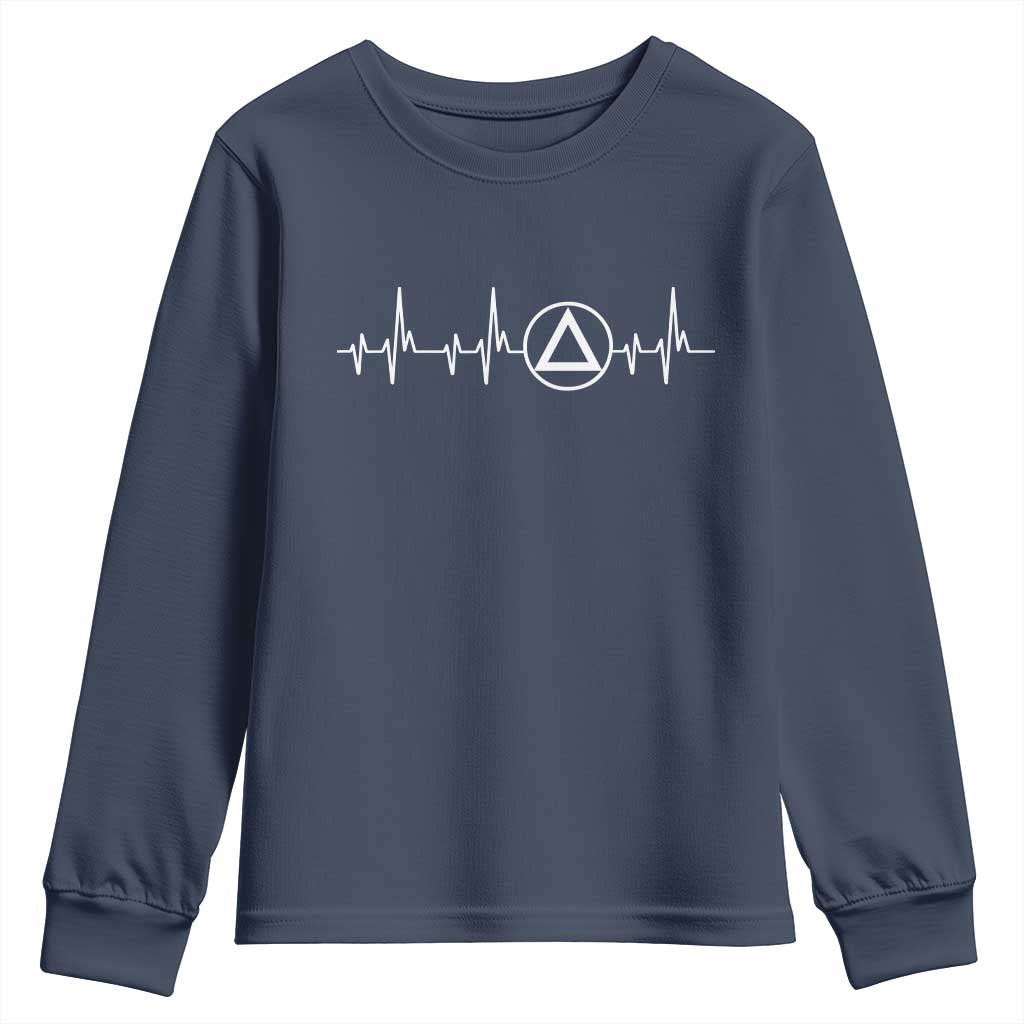 Sober Recover Sobriety Heartbeat EKG Pulse Recovery Youth Sweatshirt