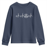 Sober Recover Sobriety Heartbeat EKG Pulse Recovery Youth Sweatshirt