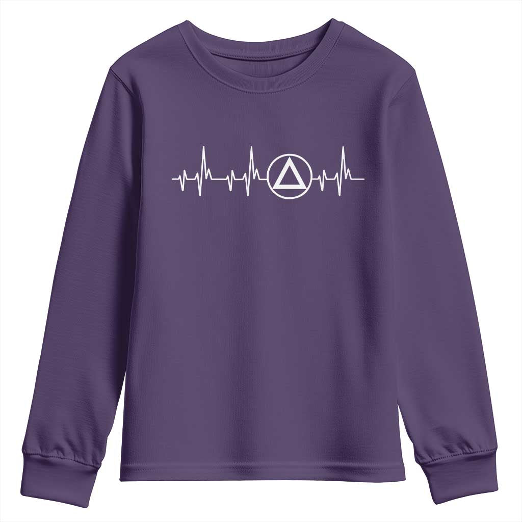 Sober Recover Sobriety Heartbeat EKG Pulse Recovery Youth Sweatshirt