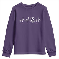 Sober Recover Sobriety Heartbeat EKG Pulse Recovery Youth Sweatshirt