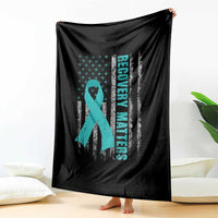 Recovery Matter Sobriety Anniversary Sober AA NA Throw Blanket Vintage American Flag