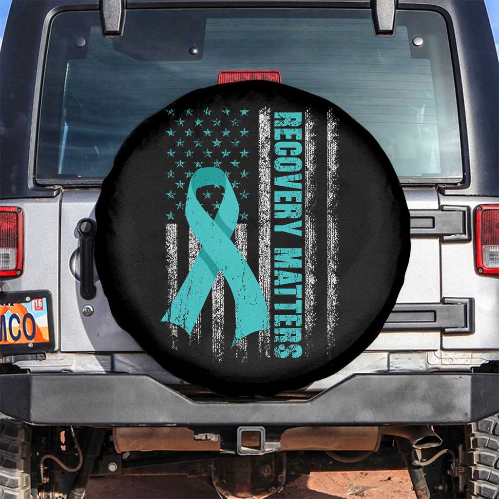 Recovery Matter Sobriety Anniversary Sober AA NA Spare Tire Cover Vintage American Flag