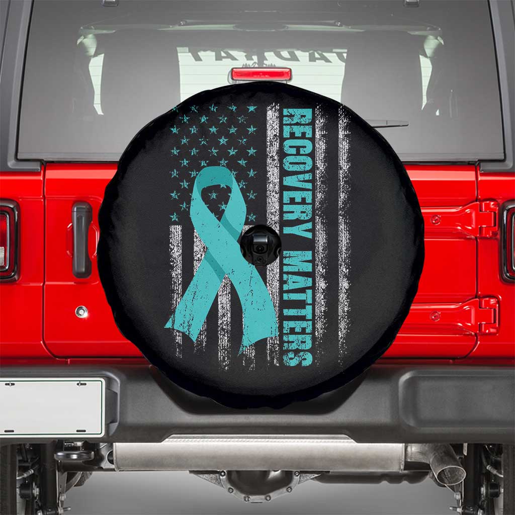 Recovery Matter Sobriety Anniversary Sober AA NA Spare Tire Cover Vintage American Flag