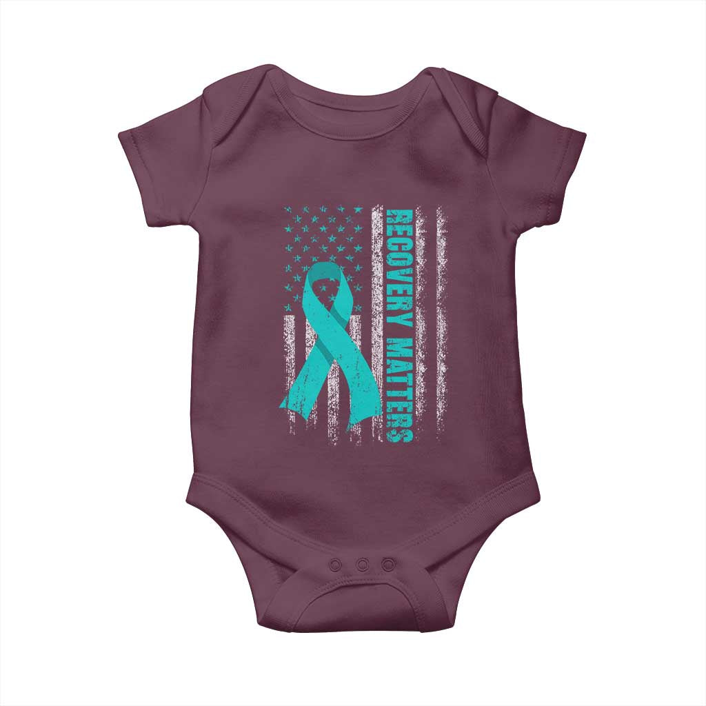 Recovery Matter Sobriety Anniversary Sober AA NA Baby Onesie Vintage American Flag