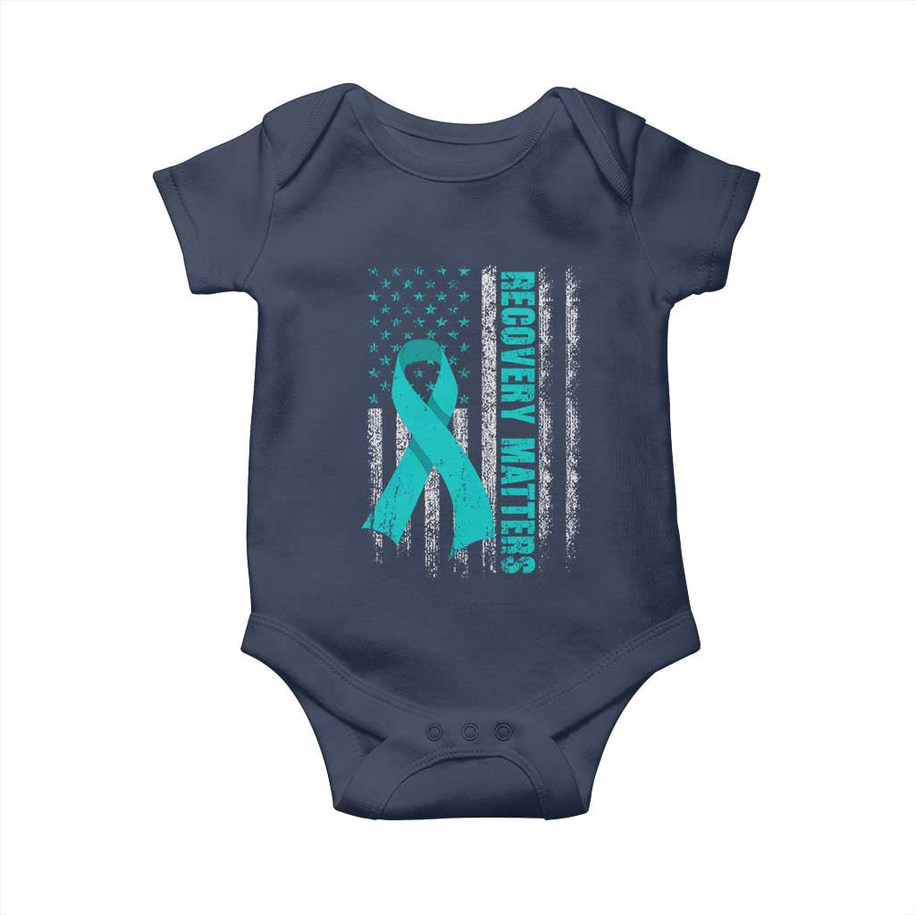 Recovery Matter Sobriety Anniversary Sober AA NA Baby Onesie Vintage American Flag