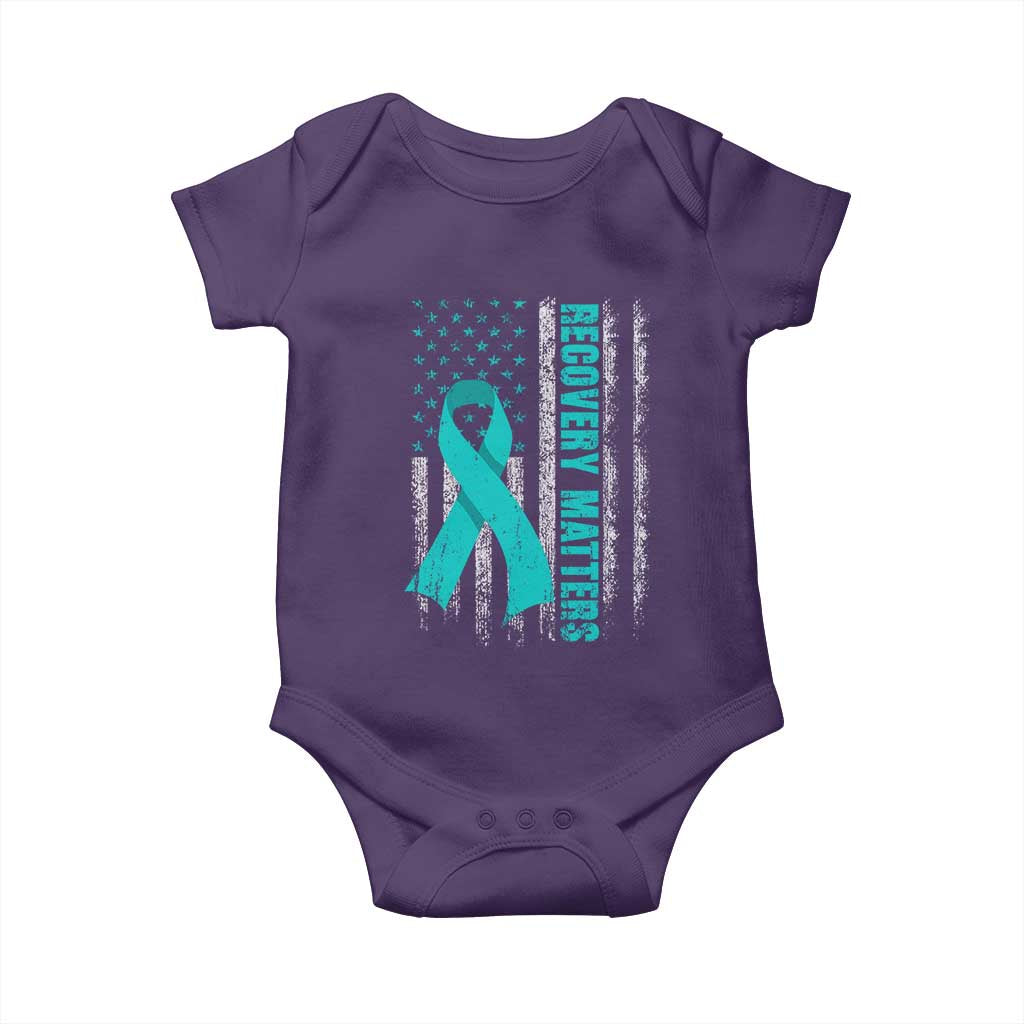 Recovery Matter Sobriety Anniversary Sober AA NA Baby Onesie Vintage American Flag