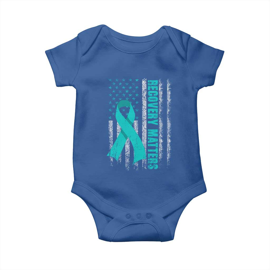 Recovery Matter Sobriety Anniversary Sober AA NA Baby Onesie Vintage American Flag