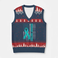 Recovery Matter Sobriety Anniversary Sober AA NA V-Neck Knit Sweater Vest Vintage American Flag