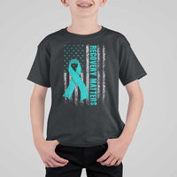 Recovery Matter Sobriety Anniversary Sober AA NA T Shirt For Kid Vintage American Flag