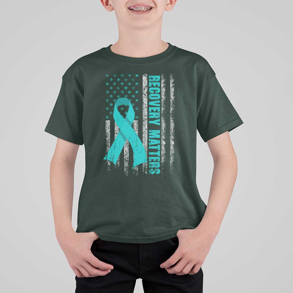 Recovery Matter Sobriety Anniversary Sober AA NA T Shirt For Kid Vintage American Flag