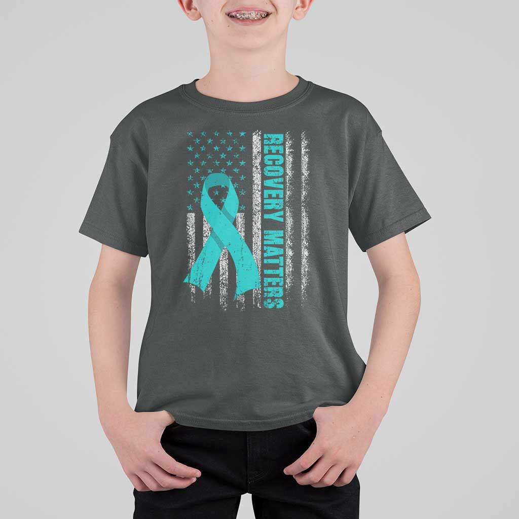 Recovery Matter Sobriety Anniversary Sober AA NA T Shirt For Kid Vintage American Flag