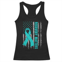 Recovery Matter Sobriety Anniversary Sober AA NA Racerback Tank Top Vintage American Flag