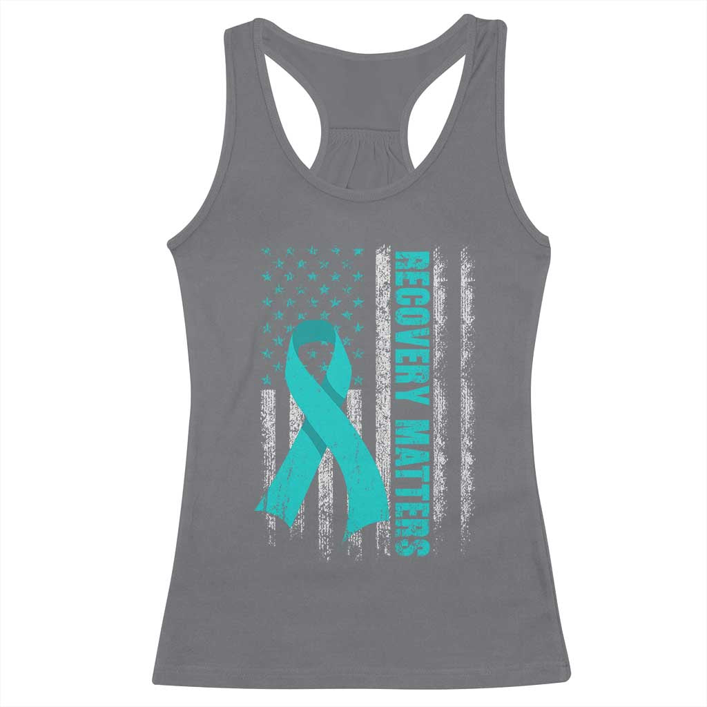 Recovery Matter Sobriety Anniversary Sober AA NA Racerback Tank Top Vintage American Flag