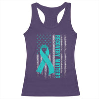 Recovery Matter Sobriety Anniversary Sober AA NA Racerback Tank Top Vintage American Flag