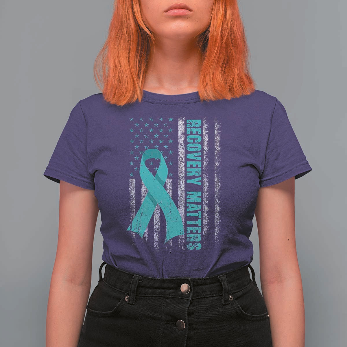 Recovery Matter Sobriety Anniversary Sober AA NA T Shirt For Women Vintage American Flag