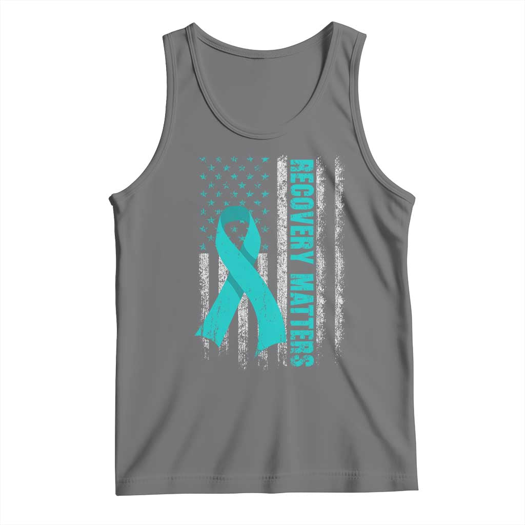 Recovery Matter Sobriety Anniversary Sober AA NA Tank Top Vintage American Flag