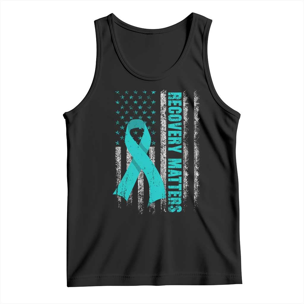 Recovery Matter Sobriety Anniversary Sober AA NA Tank Top Vintage American Flag