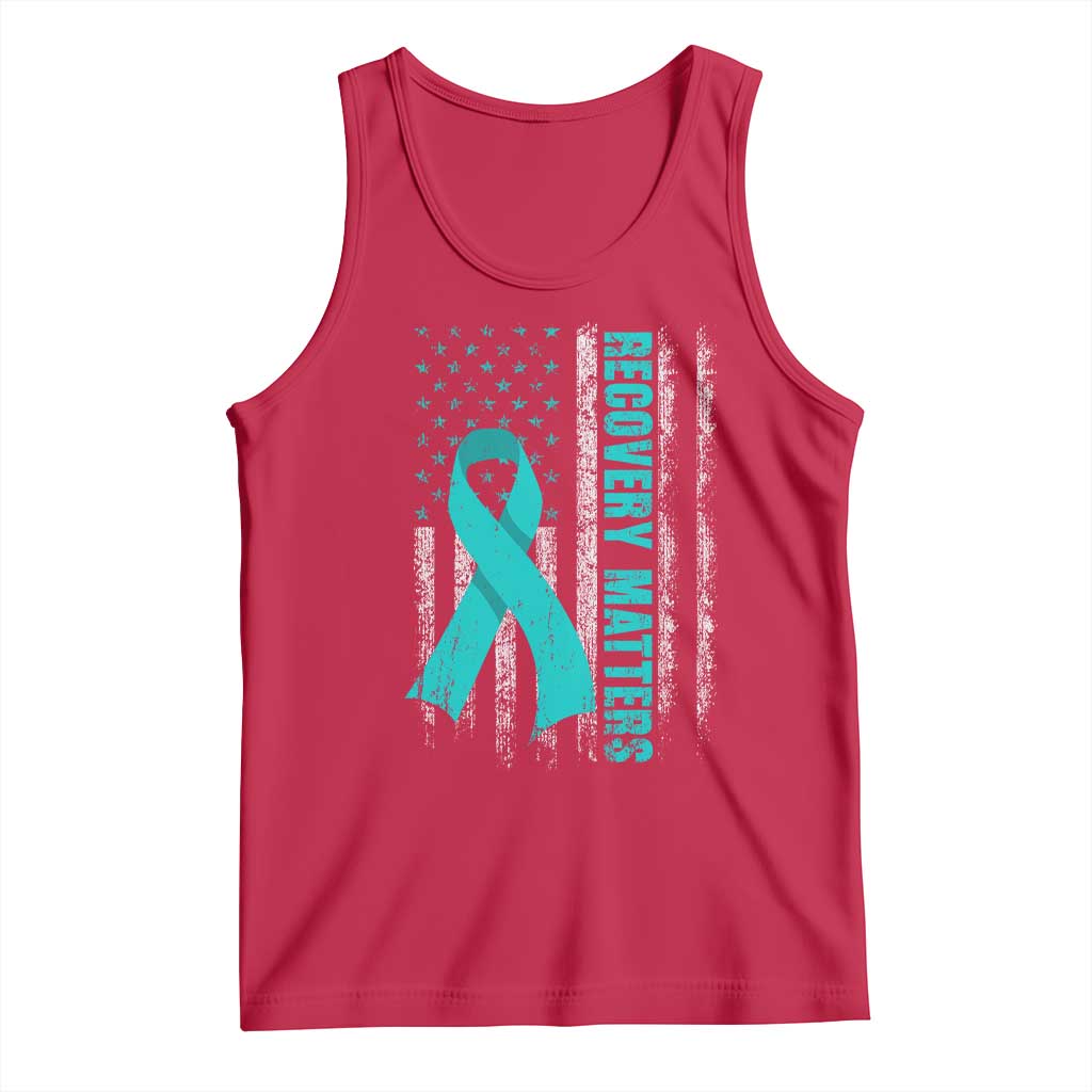 Recovery Matter Sobriety Anniversary Sober AA NA Tank Top Vintage American Flag