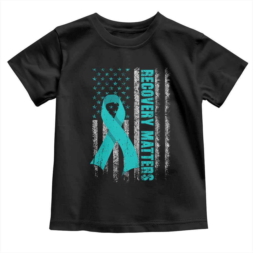 Recovery Matter Sobriety Anniversary Sober AA NA Toddler T Shirt Vintage American Flag