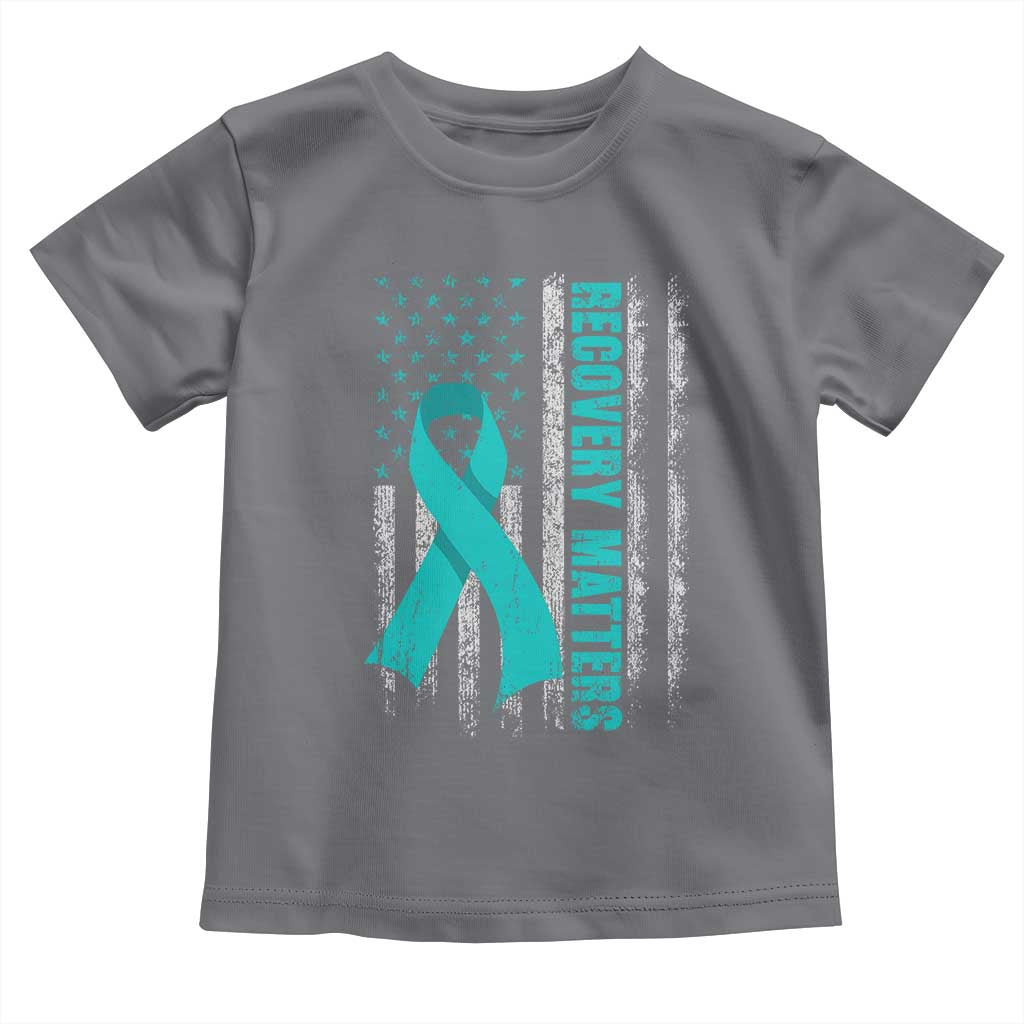 Recovery Matter Sobriety Anniversary Sober AA NA Toddler T Shirt Vintage American Flag