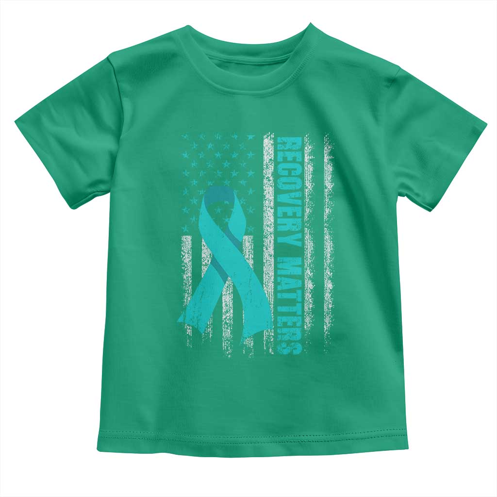 Recovery Matter Sobriety Anniversary Sober AA NA Toddler T Shirt Vintage American Flag