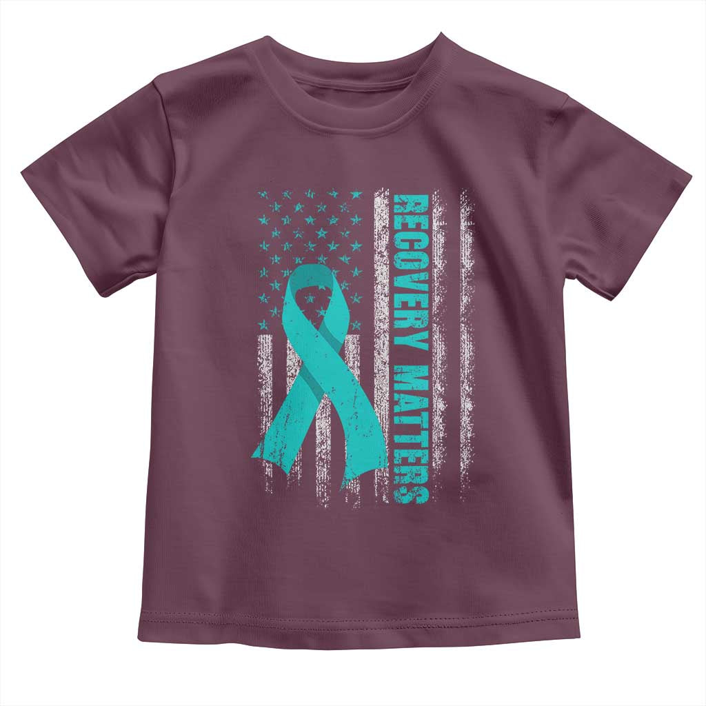 Recovery Matter Sobriety Anniversary Sober AA NA Toddler T Shirt Vintage American Flag