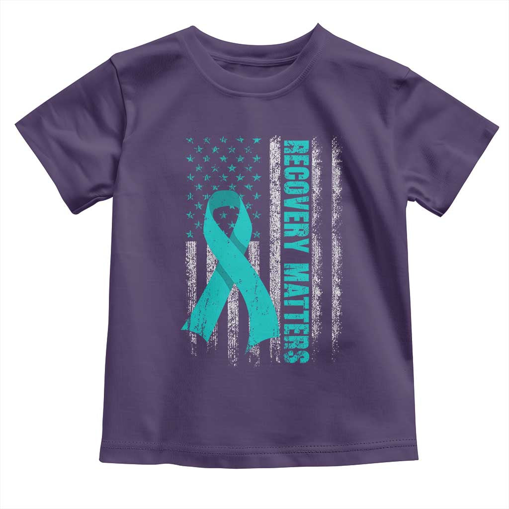 Recovery Matter Sobriety Anniversary Sober AA NA Toddler T Shirt Vintage American Flag