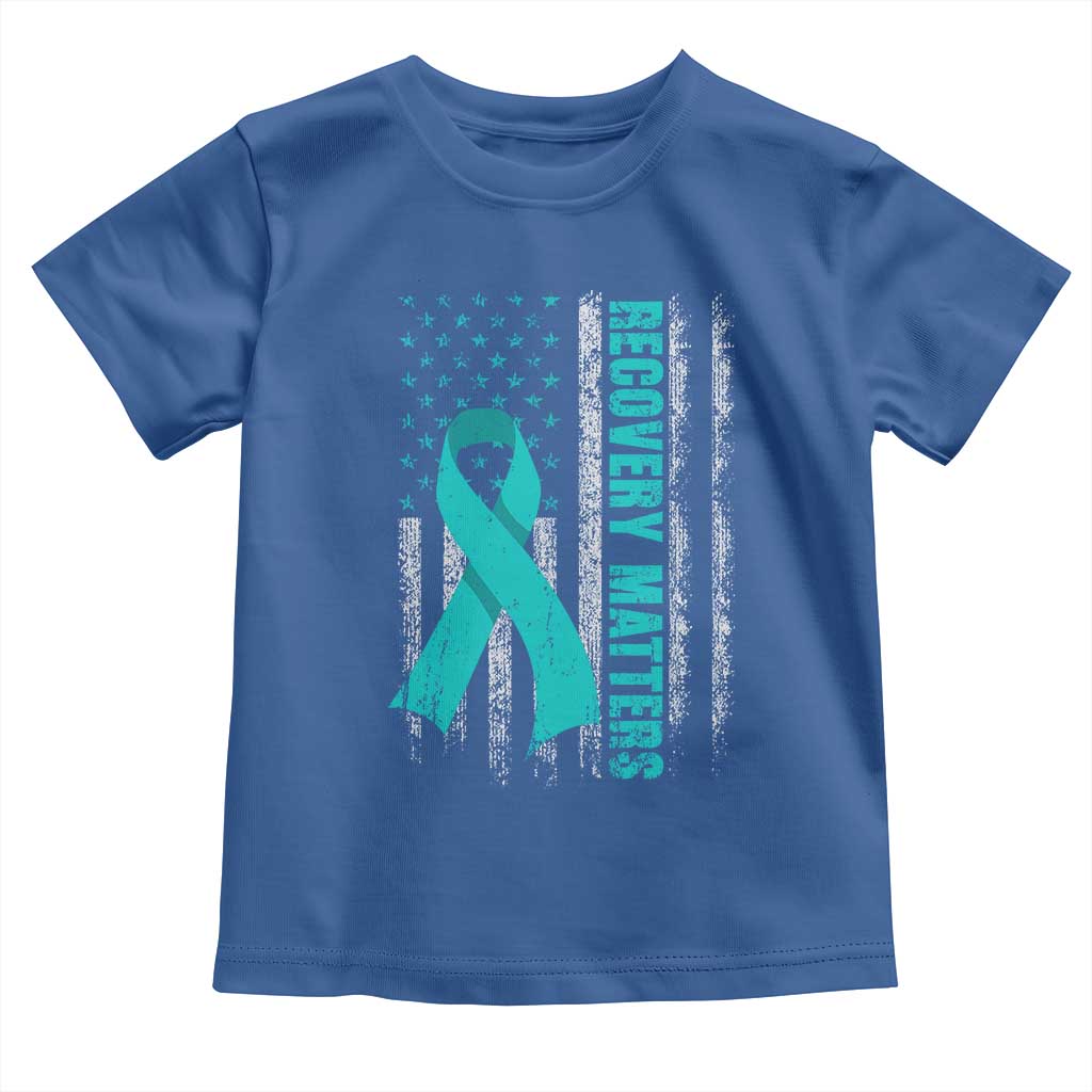 Recovery Matter Sobriety Anniversary Sober AA NA Toddler T Shirt Vintage American Flag