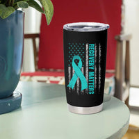 Recovery Matter Sobriety Anniversary Sober AA NA Tumbler Cup Vintage American Flag