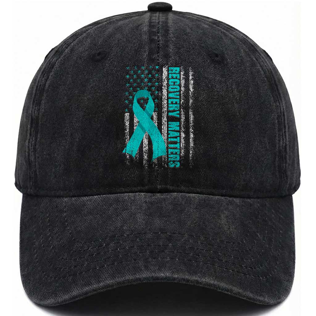 Recovery Matter Sobriety Anniversary Sober AA NA Washed Cotton Baseball Cap Vintage American Flag