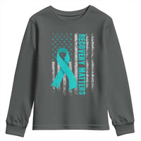 Recovery Matter Sobriety Anniversary Sober AA NA Youth Sweatshirt Vintage American Flag