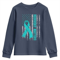 Recovery Matter Sobriety Anniversary Sober AA NA Youth Sweatshirt Vintage American Flag