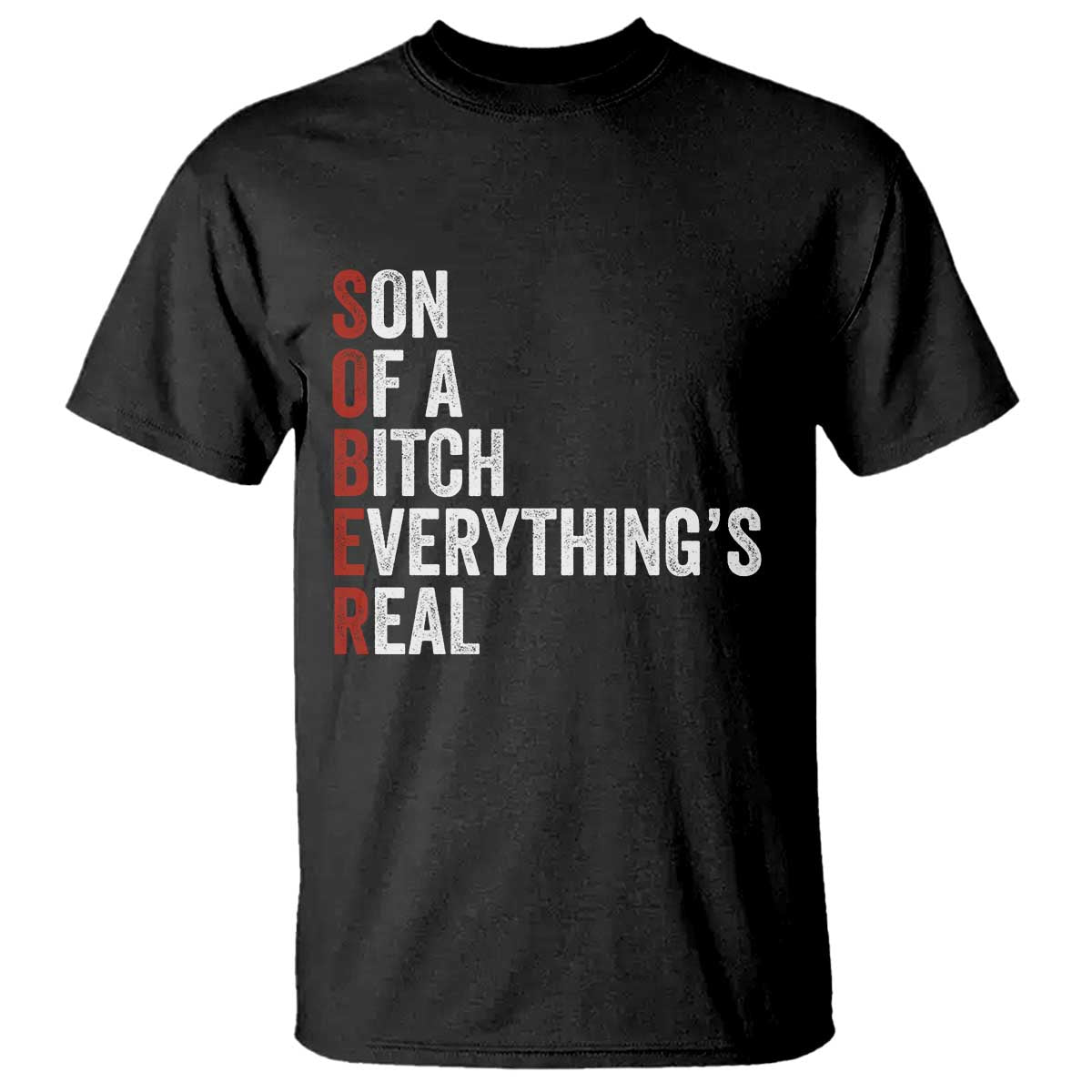 Sobriety Anniversary T Shirt Sober Son Of A Bitch Everythings Real AA NA