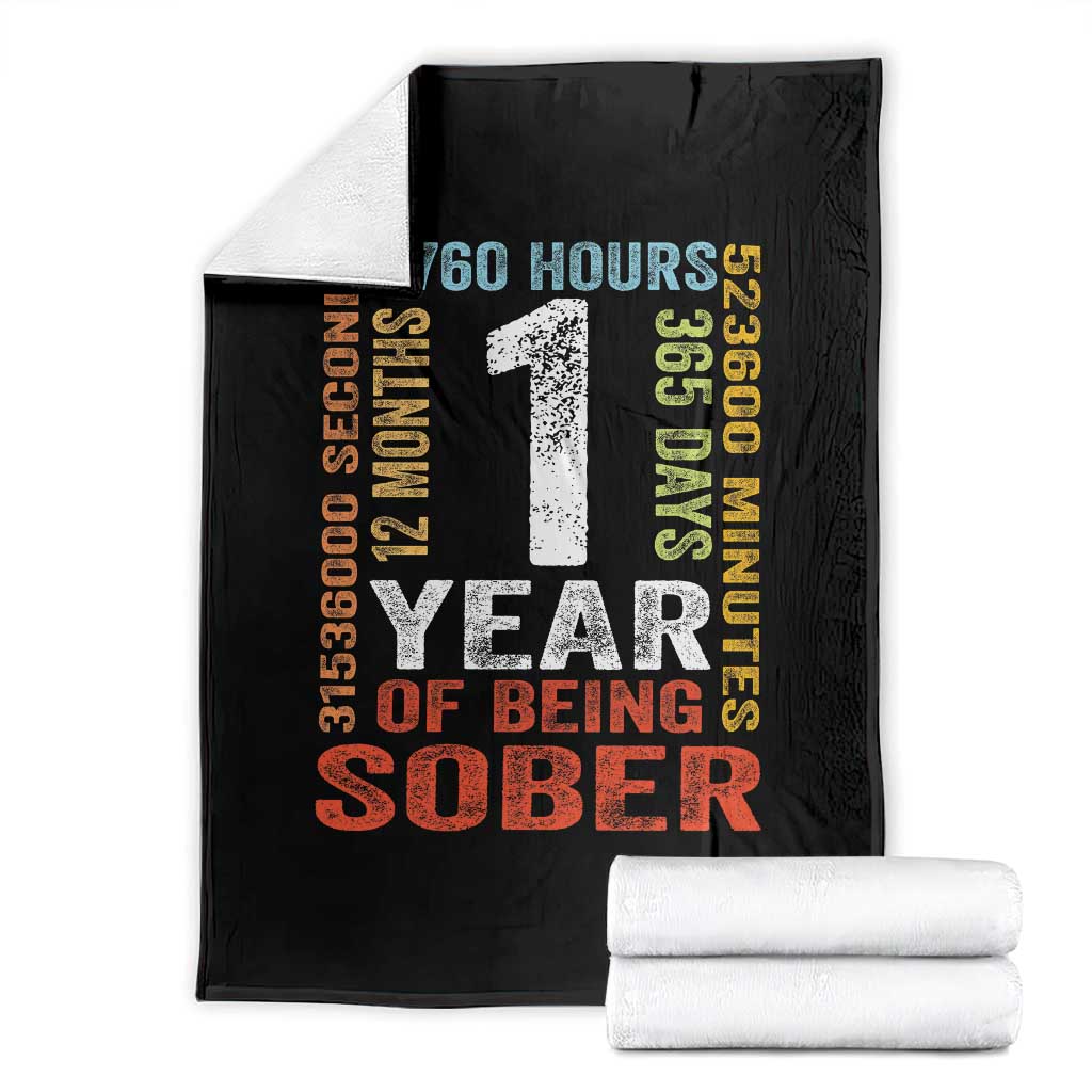 1 Year Of Being Sober Throw Blanket 1 Year Sobriety Anniversary Addiction Recovery
