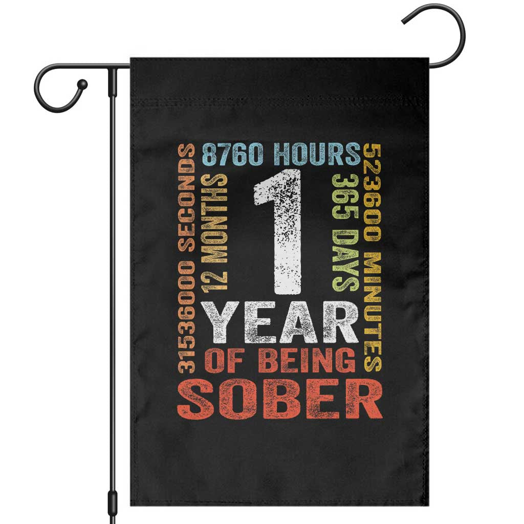 1 Year Of Being Sober Garden Flag 1 Year Sobriety Anniversary Addiction Recovery