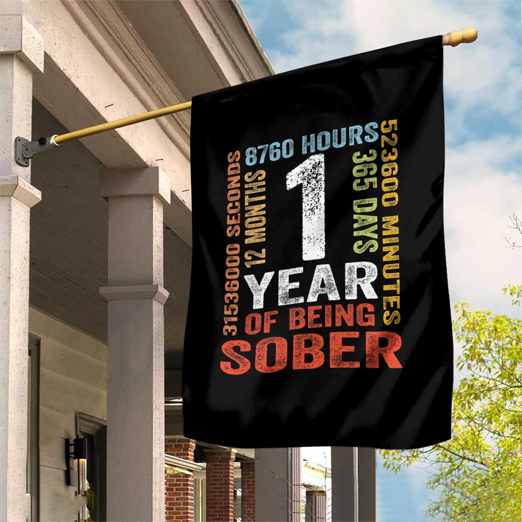 1 Year Of Being Sober Garden Flag 1 Year Sobriety Anniversary Addiction Recovery