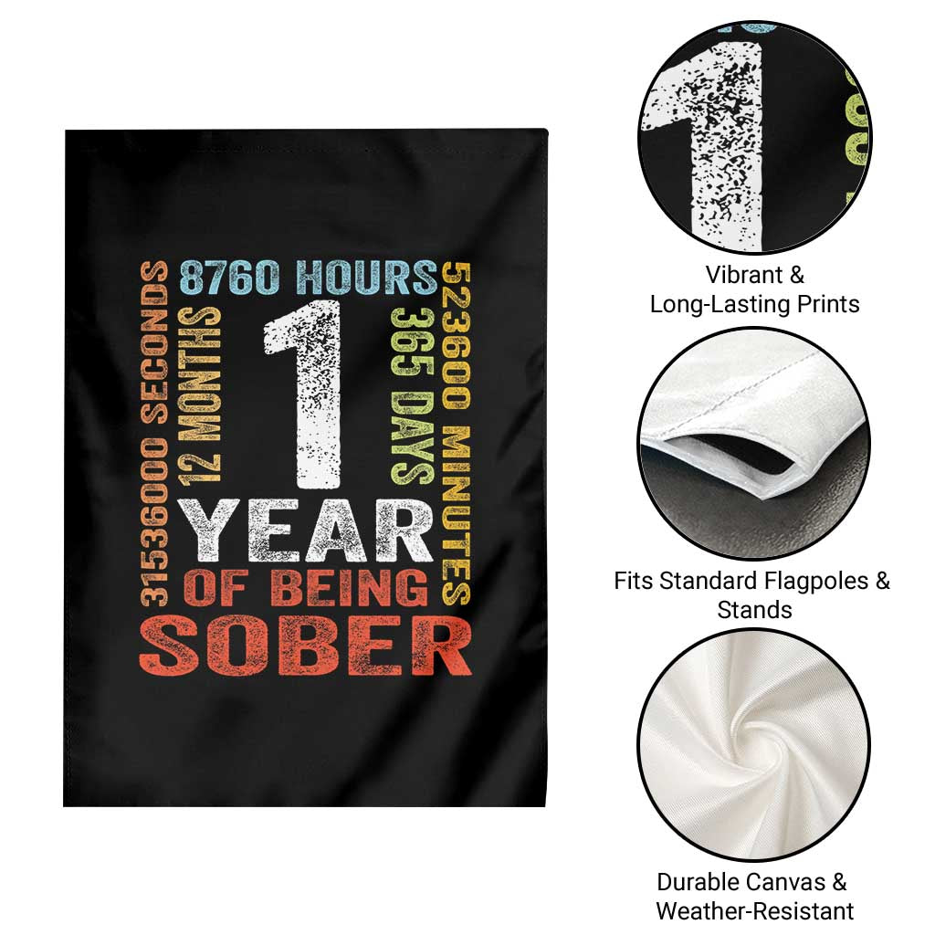 1 Year Of Being Sober Garden Flag 1 Year Sobriety Anniversary Addiction Recovery