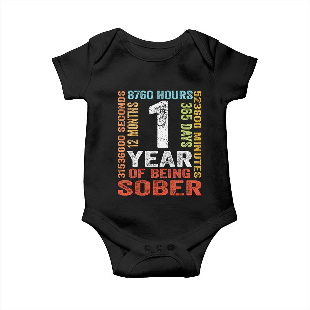 1 Year Of Being Sober Baby Onesie 1 Year Sobriety Anniversary Addiction Recovery