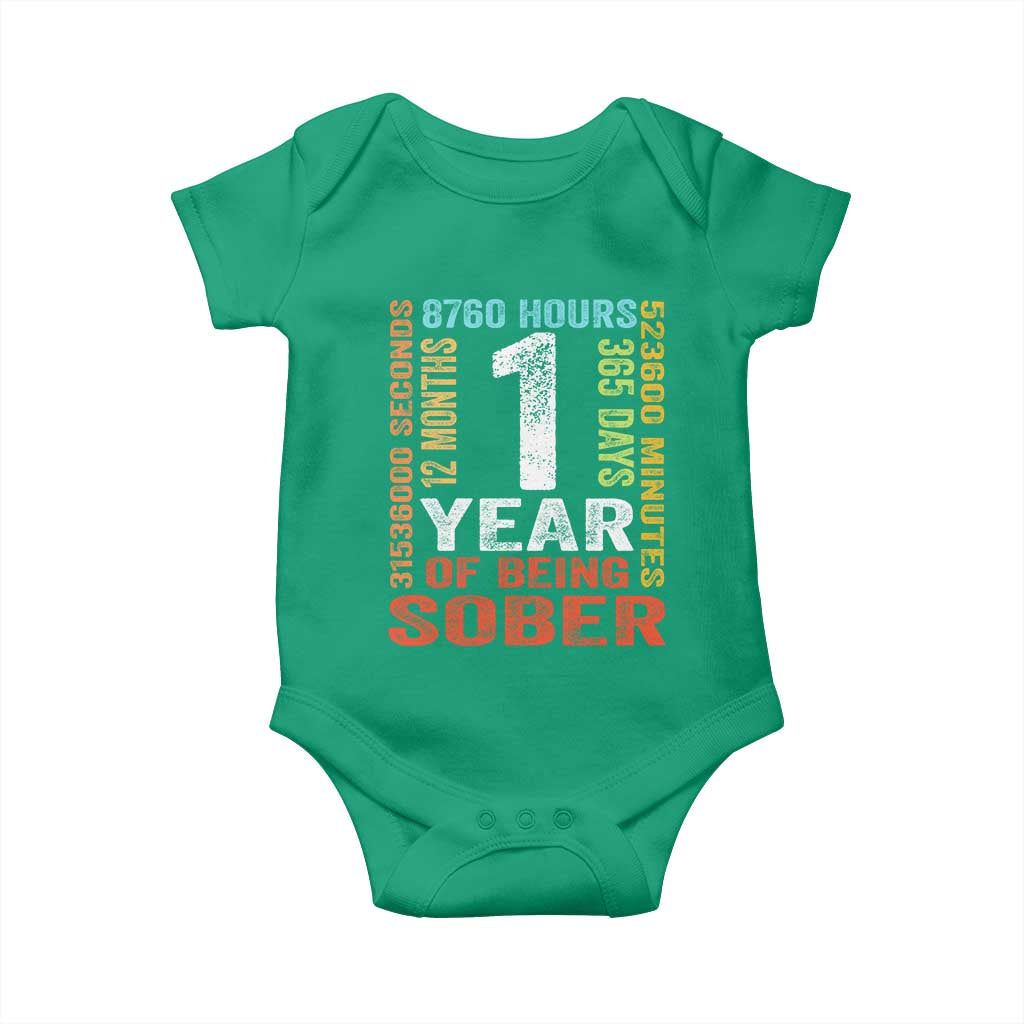 1 Year Of Being Sober Baby Onesie 1 Year Sobriety Anniversary Addiction Recovery