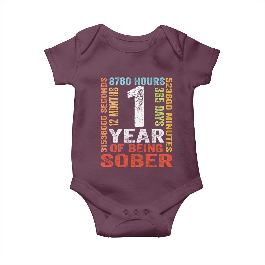 1 Year Of Being Sober Baby Onesie 1 Year Sobriety Anniversary Addiction Recovery