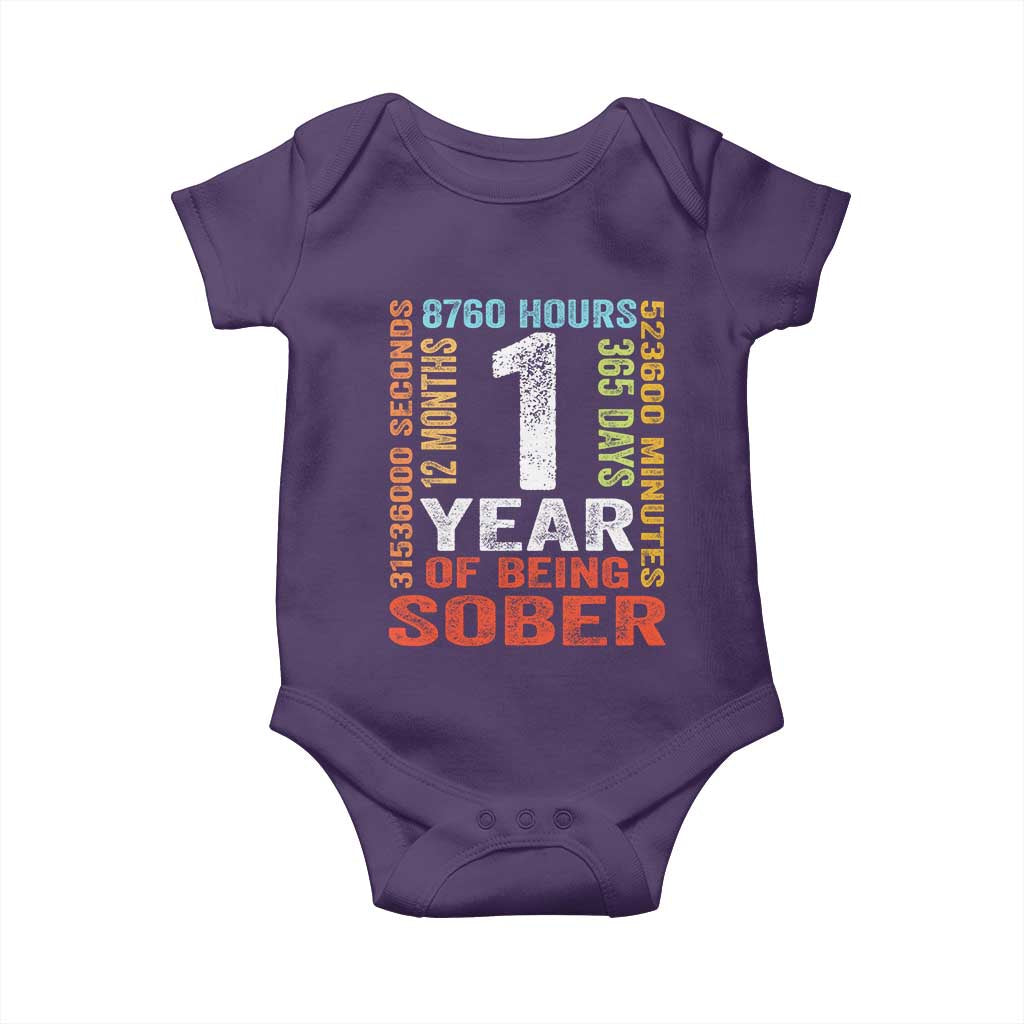 1 Year Of Being Sober Baby Onesie 1 Year Sobriety Anniversary Addiction Recovery